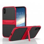 Wholesale Apple iPhone X (Ten) Slim Fit Kickstand Hybrid Case (Red)